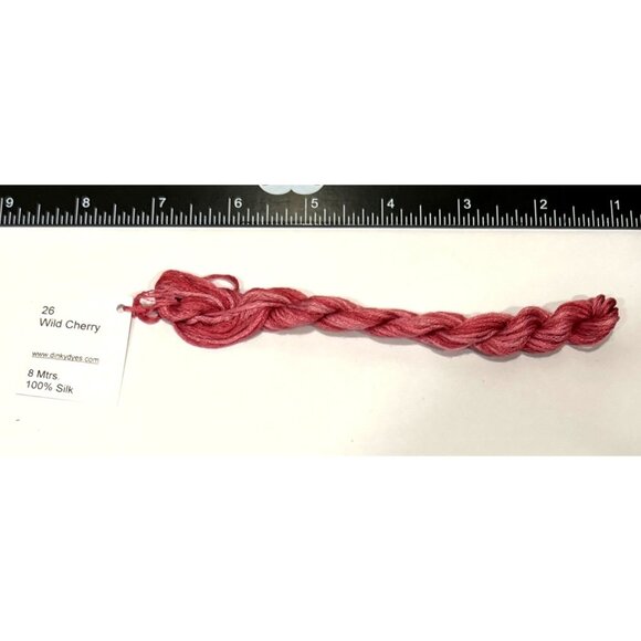 Dinky Dyes #26 Wild Cherry 100% Silk Embroidery Thread 8 Mtrs Cross Stitch - Picture 2 of 2